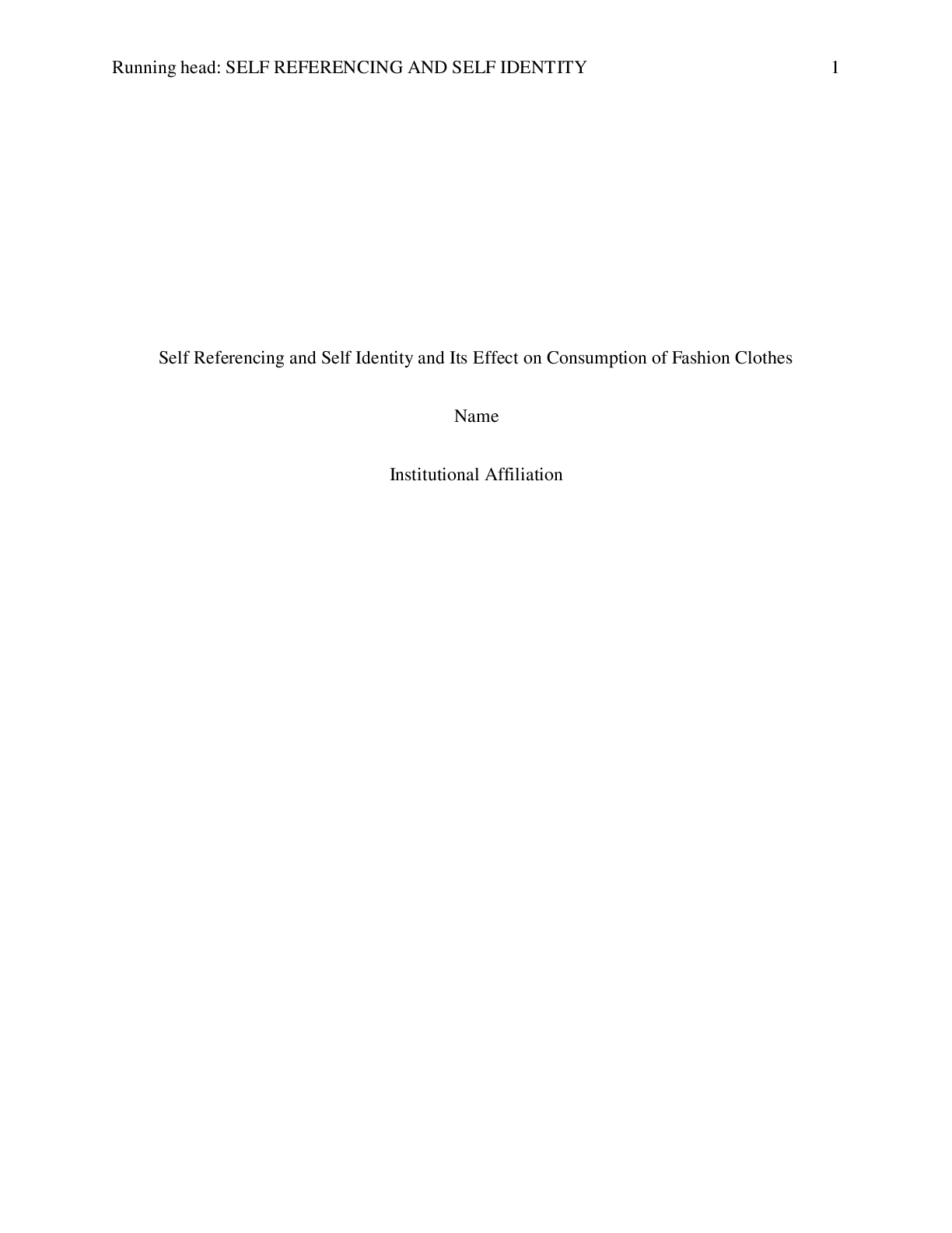 Preview image for Self Referencing and Self Identity and Its Effect on Consumption of Fashion Clothes